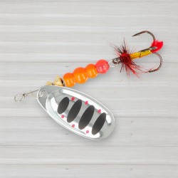 Блешня обертова ZEOX Dominator № 4, 9г, колір 008 Silver-Black Dot